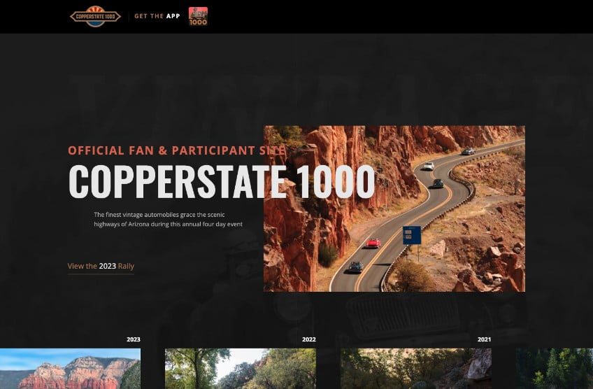 Copperstate 1000 app homepage