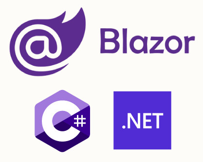 Blazor Logo, C# logo and .NET logo