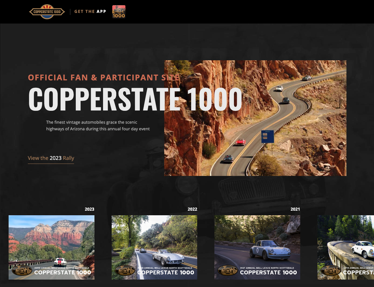 Copperstate 1000 website homepage