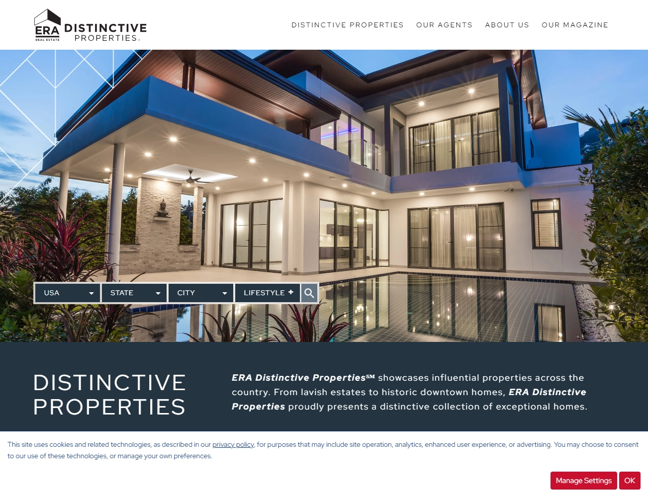 The ERA Distinctive Properties website homepage