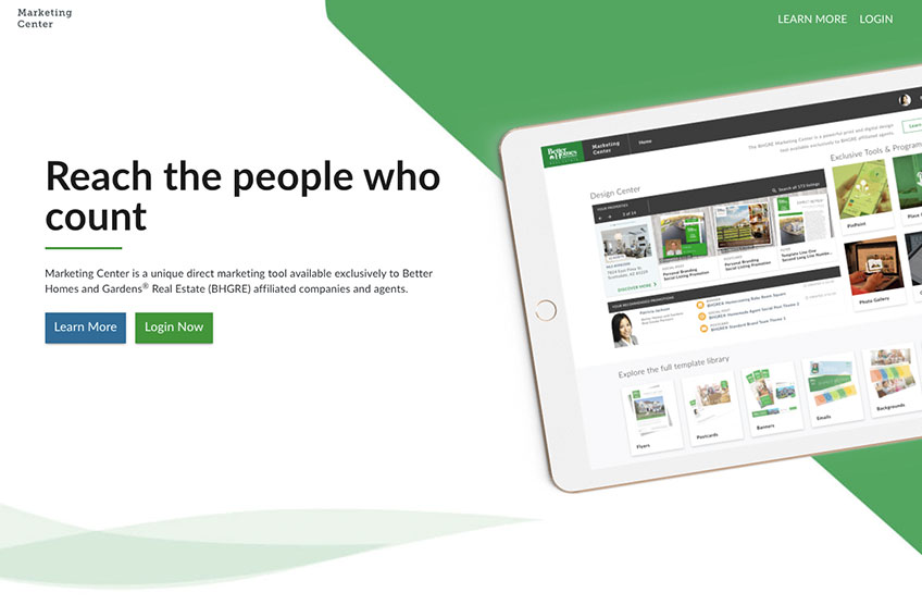BHGRE Marketing Center Tool homepage