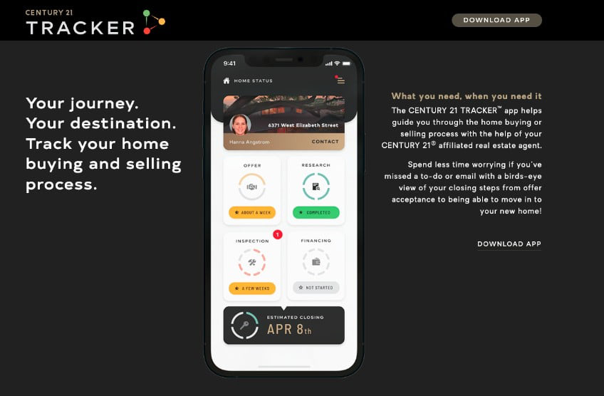 C21 Tracker App homepage